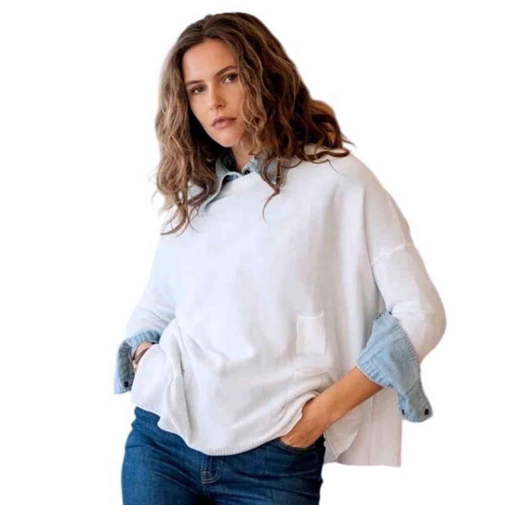 Mer Sea Catalina Sweater Classic White‎ Crew Neck Long Sleeve Pockets One size